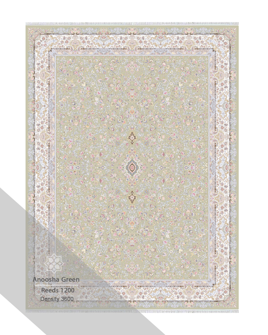 فرش ۱۲۰۰ شانه آنوشا رنگ سبز