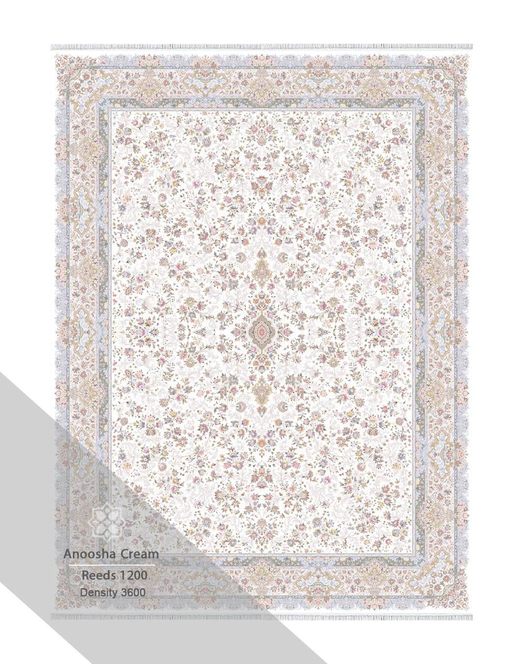 فرش ۱۲۰۰ شانه آنوشا رنگ کرم