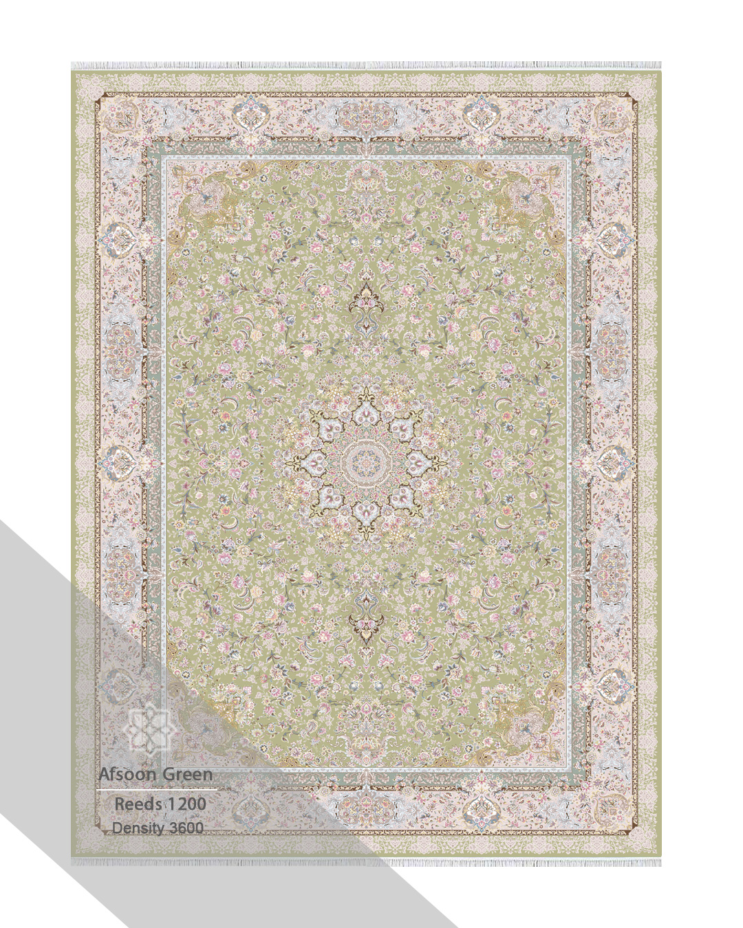 فرش ۱۲۰۰ شانه افسون رنگ سبز